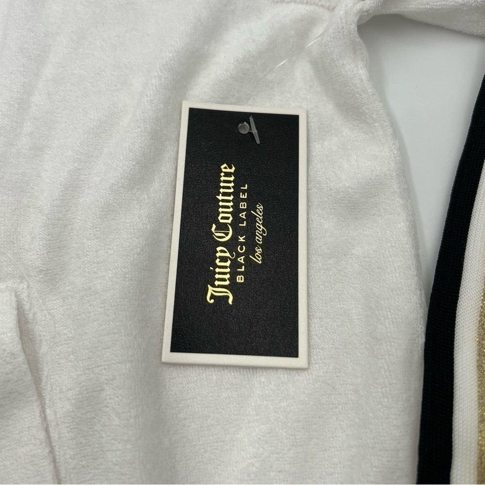 Juicy Couture Black Label White Microterry Track‎ Jacket Racer Stripe XL NWT - Picture 3 of 15